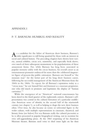 Appendix I P. T. Barnum: Humbug and Reality