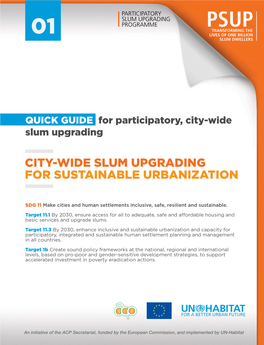 QUICK GUIDE for Participatory, City-Wide Slum Upgrading