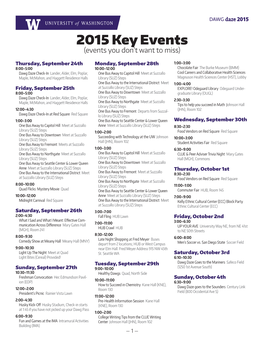 2015 Key Events (Events You Don’T Want to Miss)