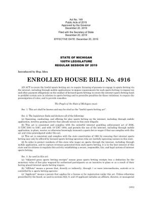 ENROLLED HOUSE BILL No. 4916