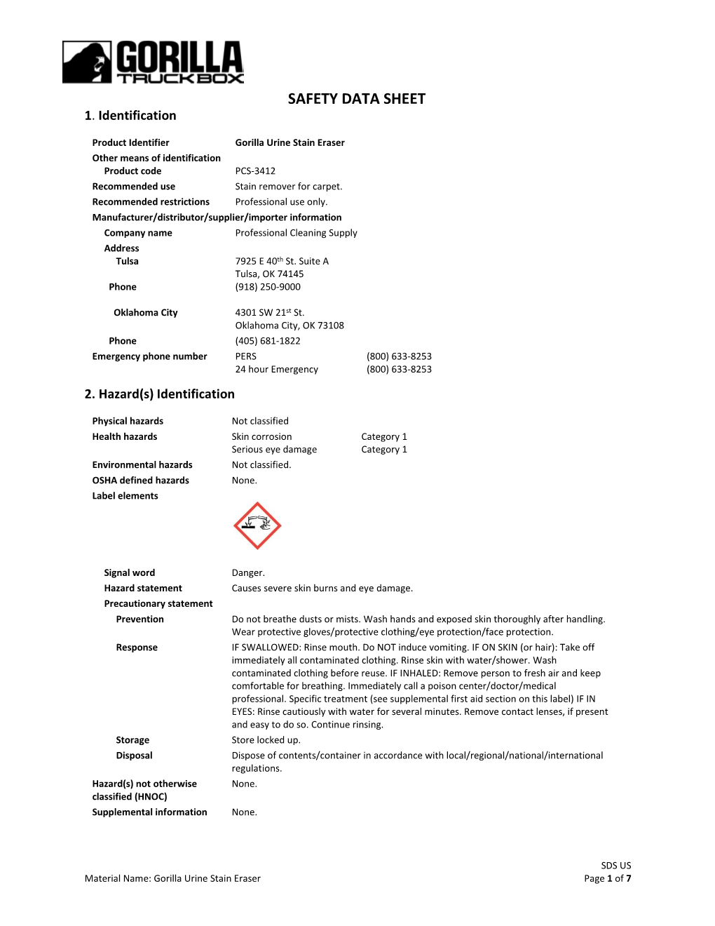 Urine Stain Eraser 3412