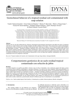 Geotechnical Behavior of a Tropical Residual Soil Contaminated with Soap Solution