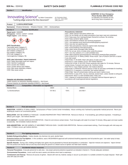 Safety Data Sheet Flammable Storage Code Red