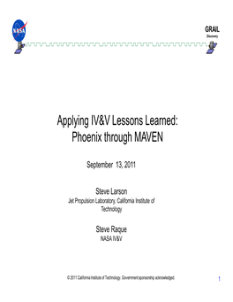 GRAIL-MAVEN IV&V Lessons Learned