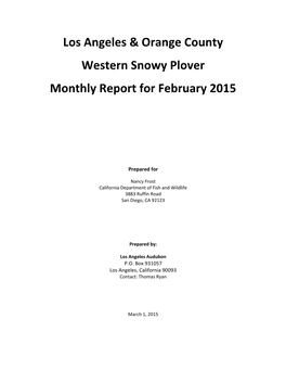 Los Angeles & Orange County Western Snowy Plover Monthly