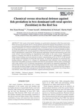 Chemical Versus Structural Defense Against Fish Predation in Two Dominant Soft Coral Species (Xeniidae) in the Red Sea