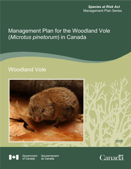 Management Plan for the Woodland Vole (Microtus Pinetorum) in Canada