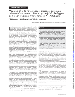 (CYP21A2) Gene and a Non-Functional Hybrid Tenascin-X (TNXB) Gene P F J Koppens,Hjmsmeets,Ijdewijs, H J Degenhart