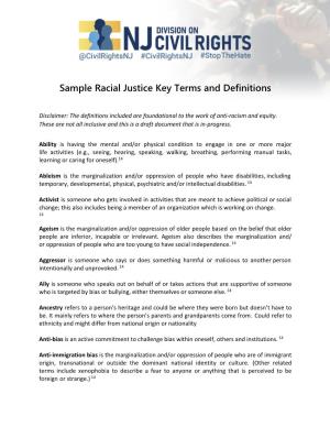 Sample Racial Justice Key Terms and Definitions