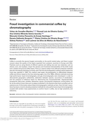 Fraud Investigation in Commercial Coffee by Chromatography