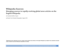Wikipedia Sources: Managing Sources in Rapidly Evolving Global News Articles on the English Wikipedia
