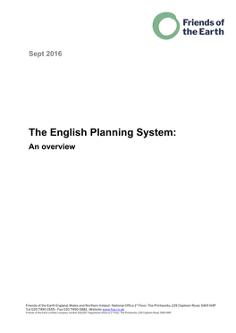 The English Planning System: an Overview