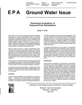 Ground Water Issue: Performance Evaluations of Pump-And-Treat