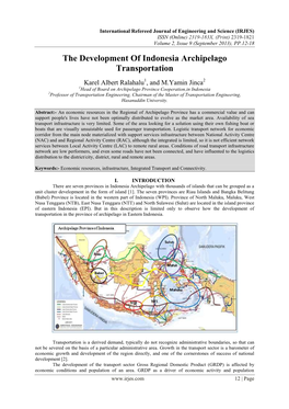 The Development of Indonesia Archipelago Transportation