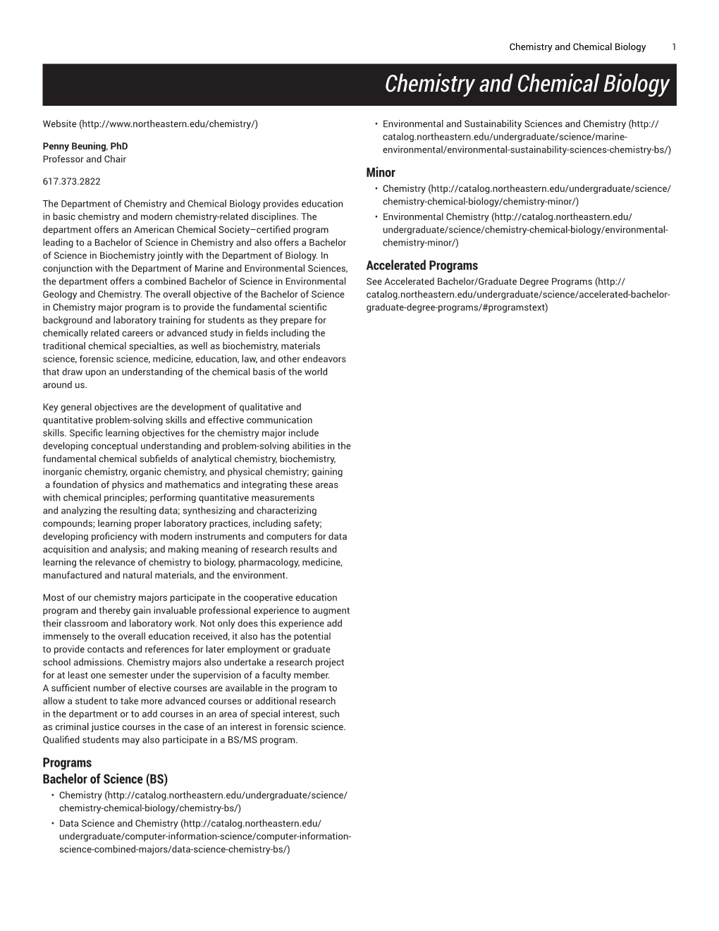 Chemistry and Chemical Biology 1 Chemistry and Chemical Biology