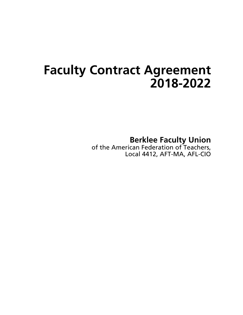 Faculty Contract Agreement 2018-2022