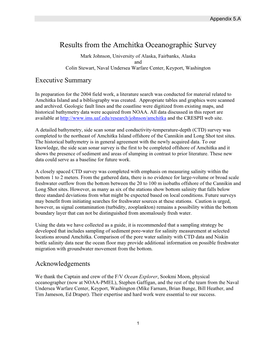 Results from the Amchitka Oceanographic Survey