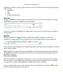 Read&Write for Google™ Provides Support Tools for the Web And