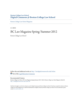 BC Law Magazine Spring/Summer 2012 Boston College Law School
