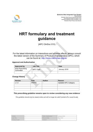 HRT Formulary and Treatment Guidance