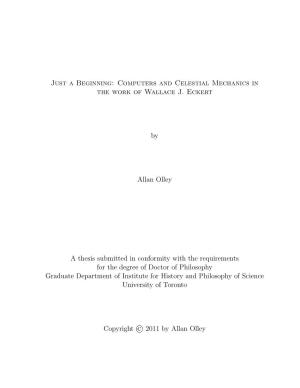 Just a Beginning: Computers and Celestial Mechanics in the Work of Wallace J