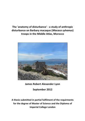 A Study of Anthropic Disturbance on Barbary Macaque (Macaca Sylvanus) Troops in the Middle Atlas, Morocco