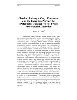 Charles Lindbergh, Caryl Chessman, and the Exception Proving the (Potentially Waning) Rule of Broad Prosecutorial Discretion