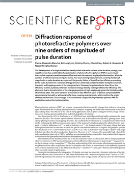 Diffraction Response of Photorefractive Polymers Over Nine Orders Of