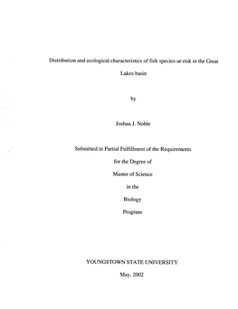 Distribution and Ecological Characteristics of Fish Species-At-Risk