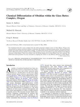 Chemical Differentiation of Obsidian Within the Glass Buttes Complex