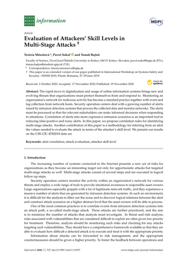 Evaluation of Attackers' Skill Levels in Multi-Stage Attacks