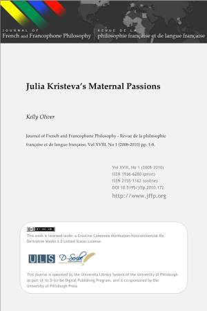 Julia Kristeva's Maternal Passions