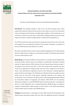 AMAZON BURNING: LOCATING the FIRES Technical Memo from the Amazon Environmental Research Institute (IPAM) September 2019