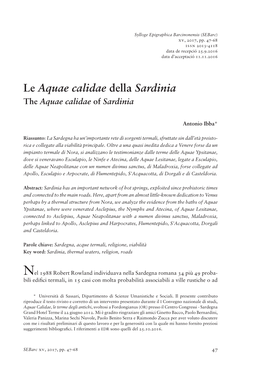 Le Aquae Calidae Della Sardinia…