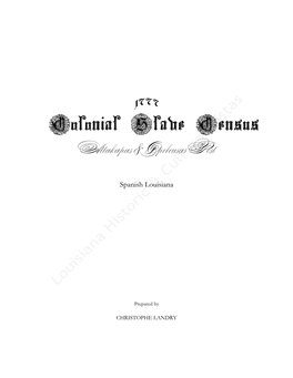 Colonial Slave Census • Attakapas & Opélousas Post