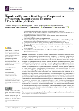 Hypoxic and Hyperoxic Breathing As a Complement to Low-Intensity Physical Exercise Programs: a Proof-Of-Principle Study