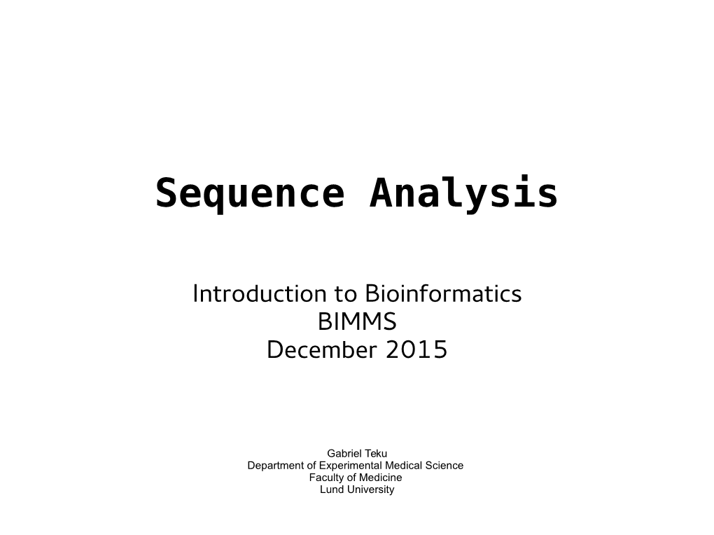 Sequence Analysis