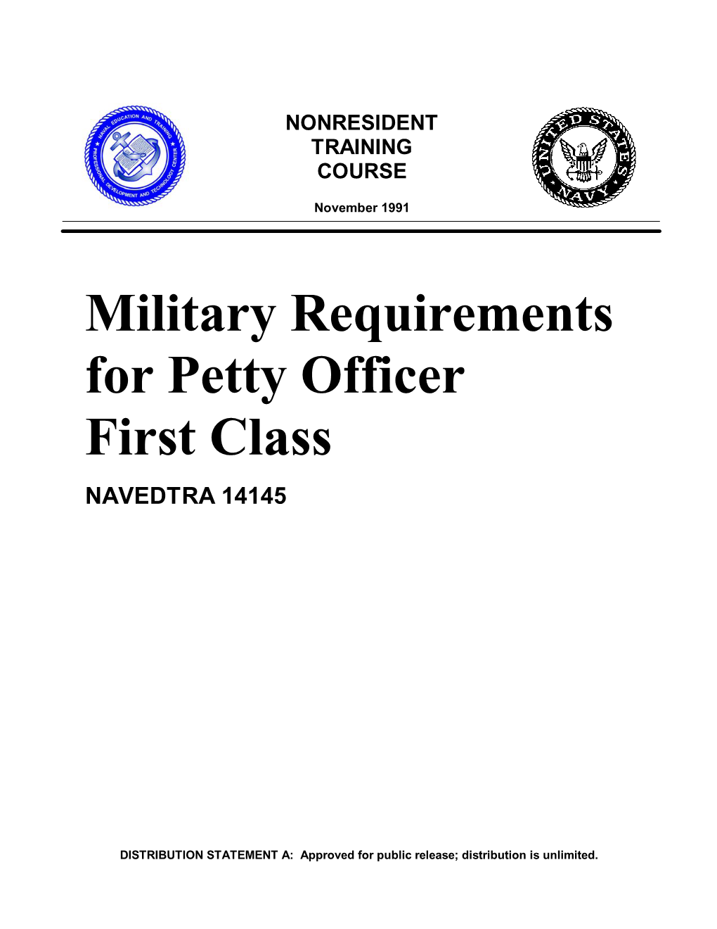 Military Requirements for Petty Officer First Class NAVEDTRA 14145