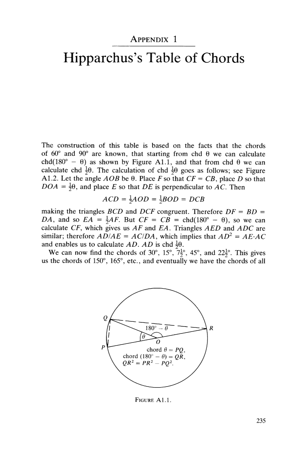 Hipparchus's Table of Chords