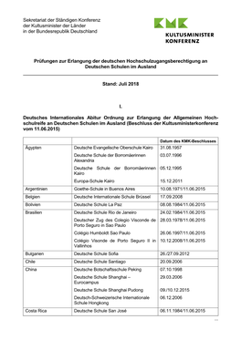 Sekretariat Der Ständigen Konferenz Der Kultusminister Der Länder in Der Bundesrepublik Deutschland