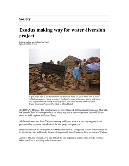 Exodus Making Way for Water Diversion Project