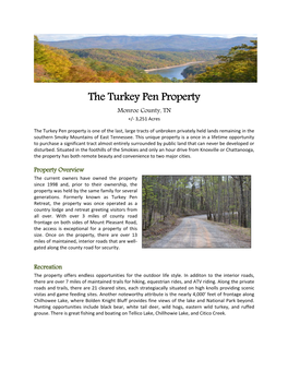 The Turkey Pen Property Monroe County, TN +/‐ 3,251 Acres