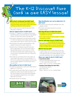 2015 K-12 Discount Fare EASY Card Info Flyer & Application