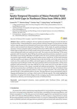 Spatio-Temporal Dynamics of Maize Potential Yield and Yield Gaps in Northeast China from 1990 to 2015