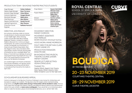 Boudica THANKS TO: a New Play by Paul Harvard at the Vaults in by Tristan Bernays April 2020