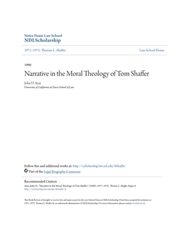 Narrative in the Moral Theology of Tom Shaffer John D