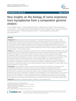 New Insights on the Biology of Swine Respiratory Tract Mycoplasmas From