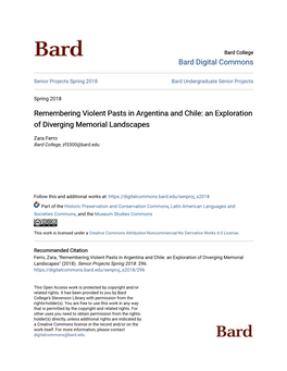 Remembering Violent Pasts in Argentina and Chile: an Exploration of Diverging Memorial Landscapes