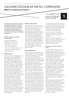 GALVANIC/DISSIMILAR METAL CORROSION What It Is and How to Avoid It ASSDA Technical FAQ No 1 1 Edition 2, May 2009