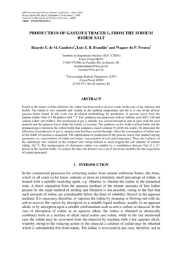 Production of Gaseous Tracer I2 from the Sodium